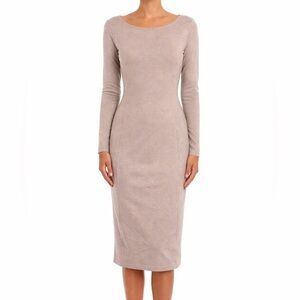 Max Mara Virgin Wool Cashmere Knit Sheath Dress Women’s sz Medium Neutral
